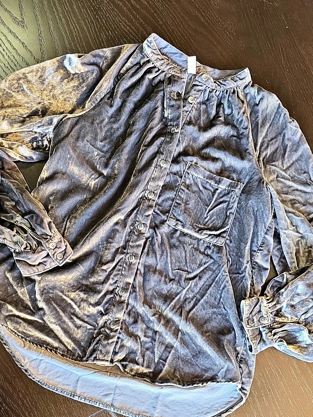 Pilcro Button Front Shirt in Gray Velvet Size Small
